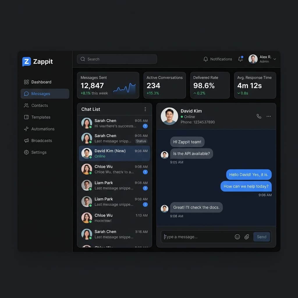 Zappit Dashboard - WhatsApp Business API Platform